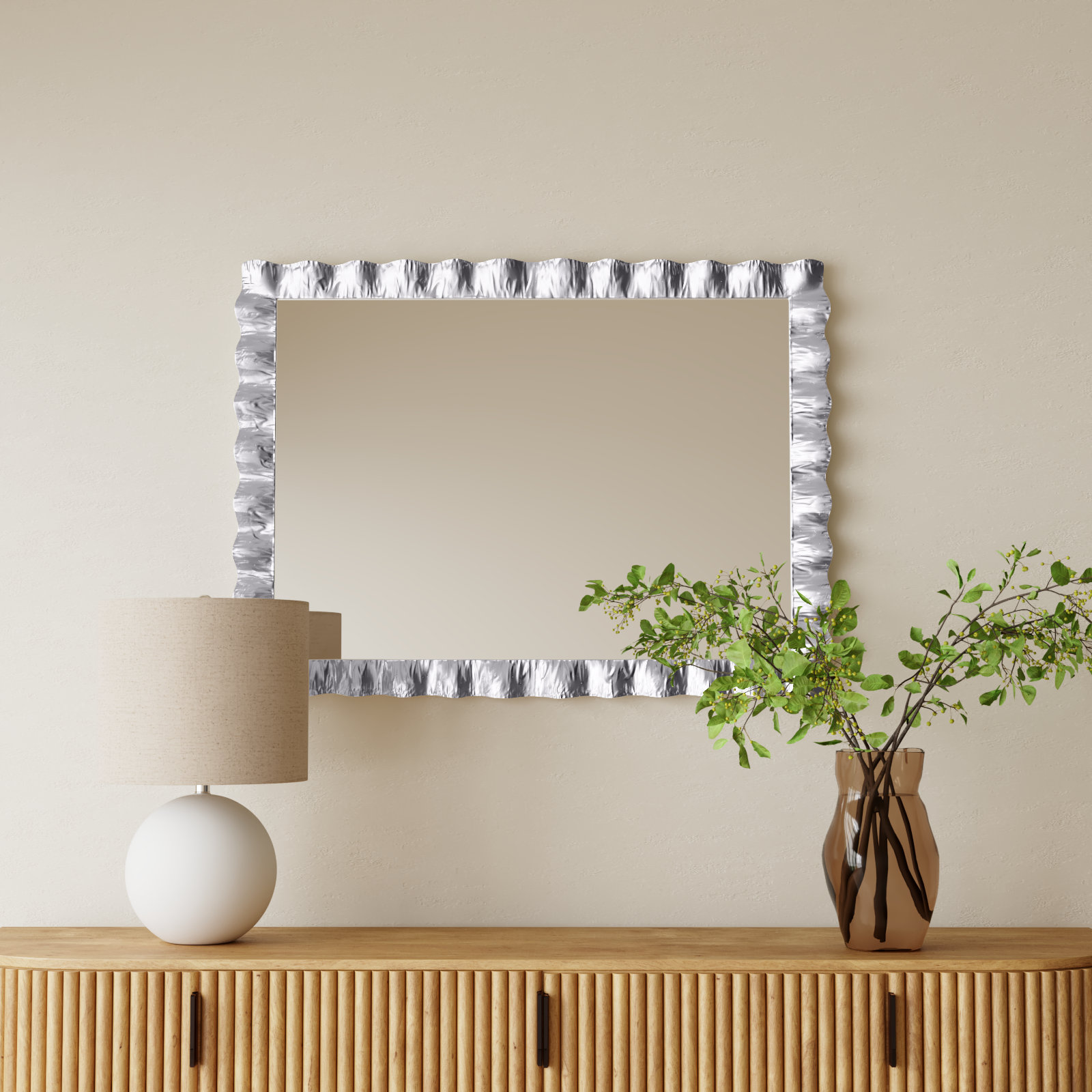 Theodore Full-Length Mirror, 40" x 29.5", Silver