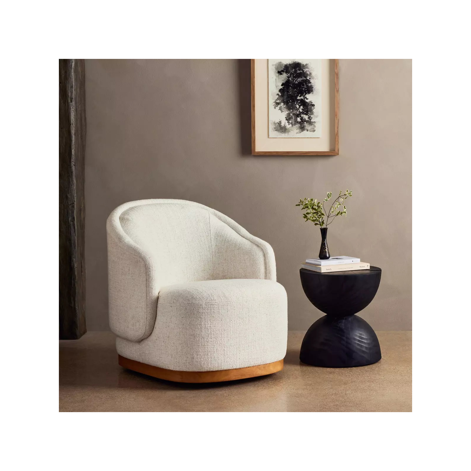 Matilde Upholstered Swivel Barrel Chair