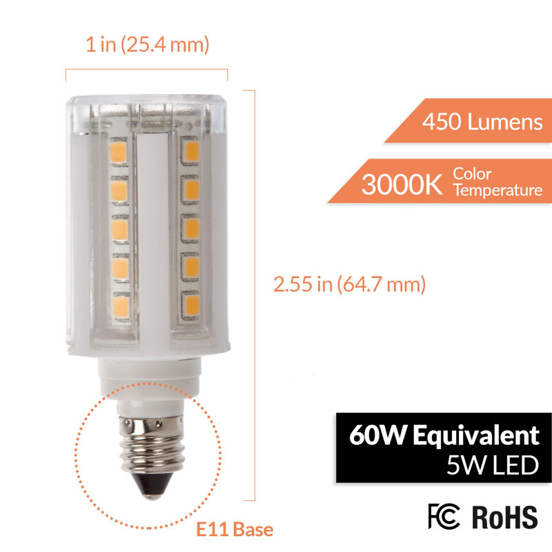 Équivalent à 60 watts, ampoule à DEL T4 à intensité variable, culot blanc chaud (3000 K)