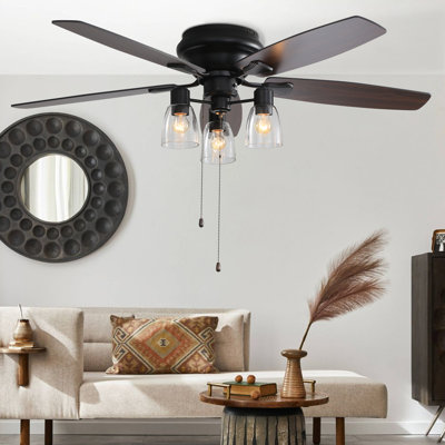 Cheetham 132cm Industrial Indoor Ceiling Fan with Light Kit