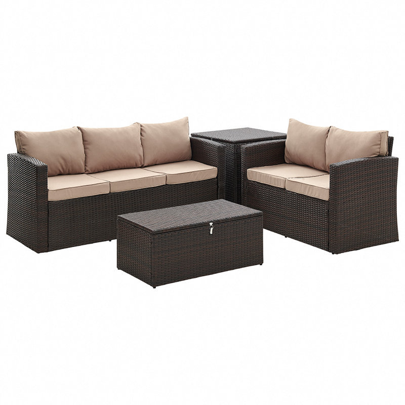 Anley 5 - Person Seating Group with Cushions, Beige, Brown