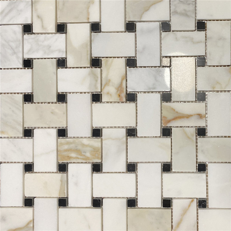 Calacatta 12" x 12" Marble Mosaic Tile, White/Gray