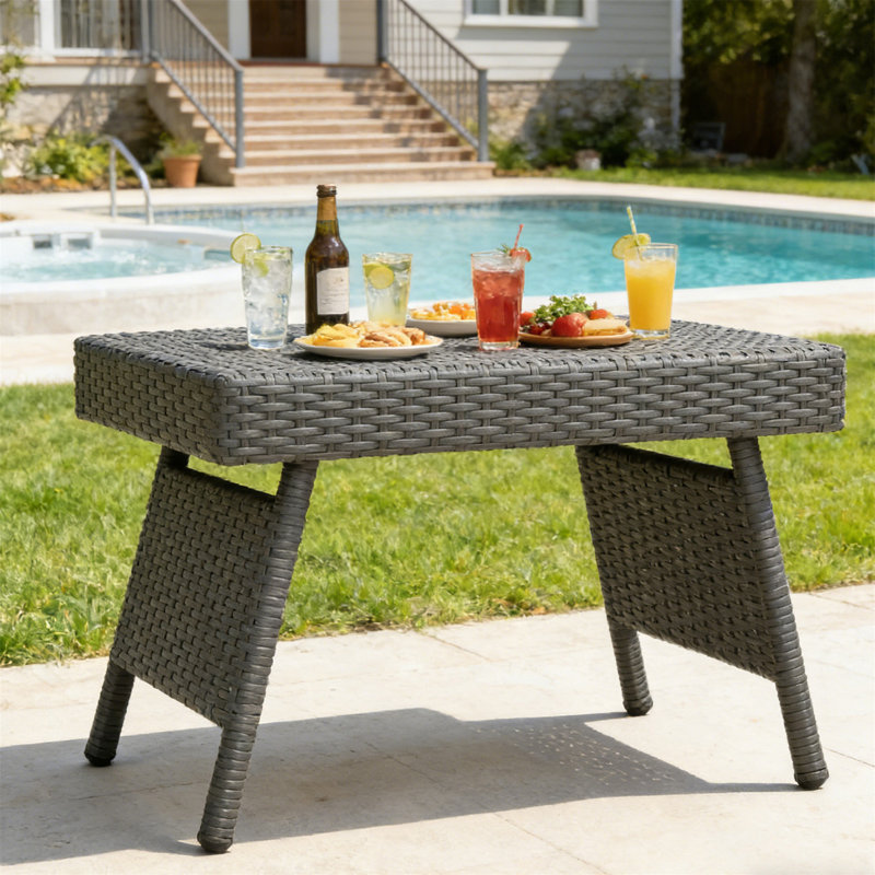 PE WICKER SNACK TABLE