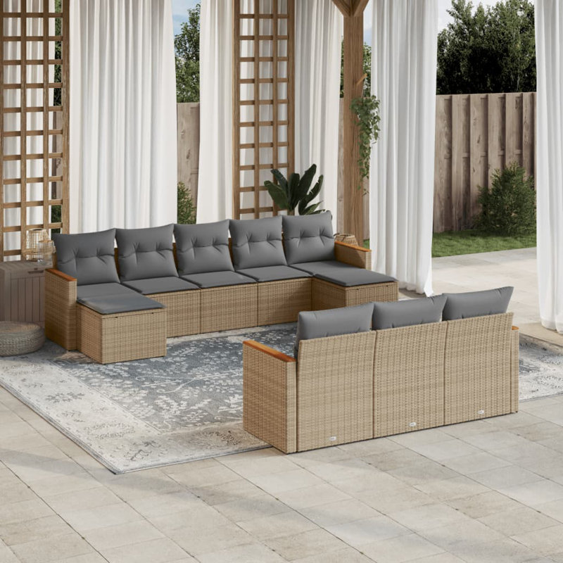  Garden Sofa Set Beige, Light Gray