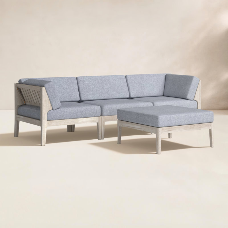 Deloris Acacia 4 - Person Modular Patio Conversation Set with Cushions, Natural