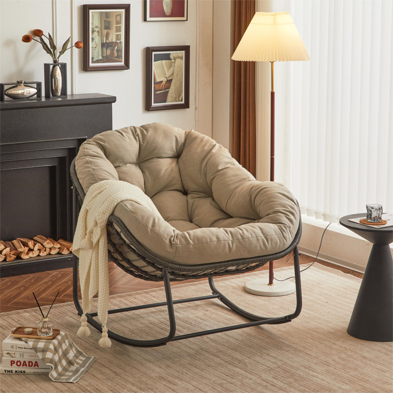Chaise berçante Varad, Gris chaleureux, Noir