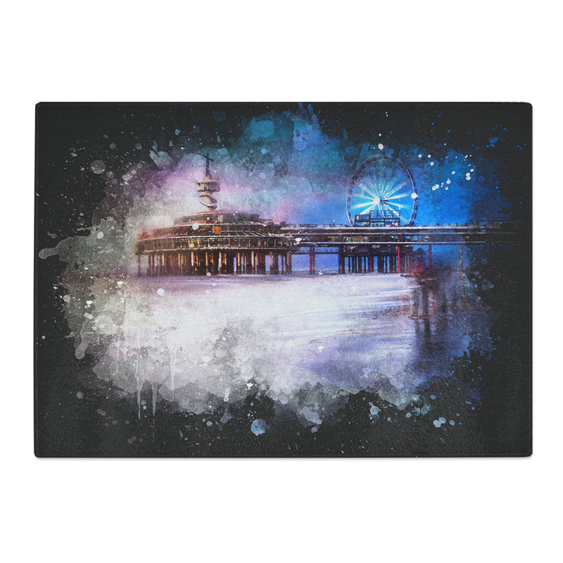 Tempered Glass Beach in the Netherlands Paint Splash Chopping Board, 20 cm x 28.5 cm