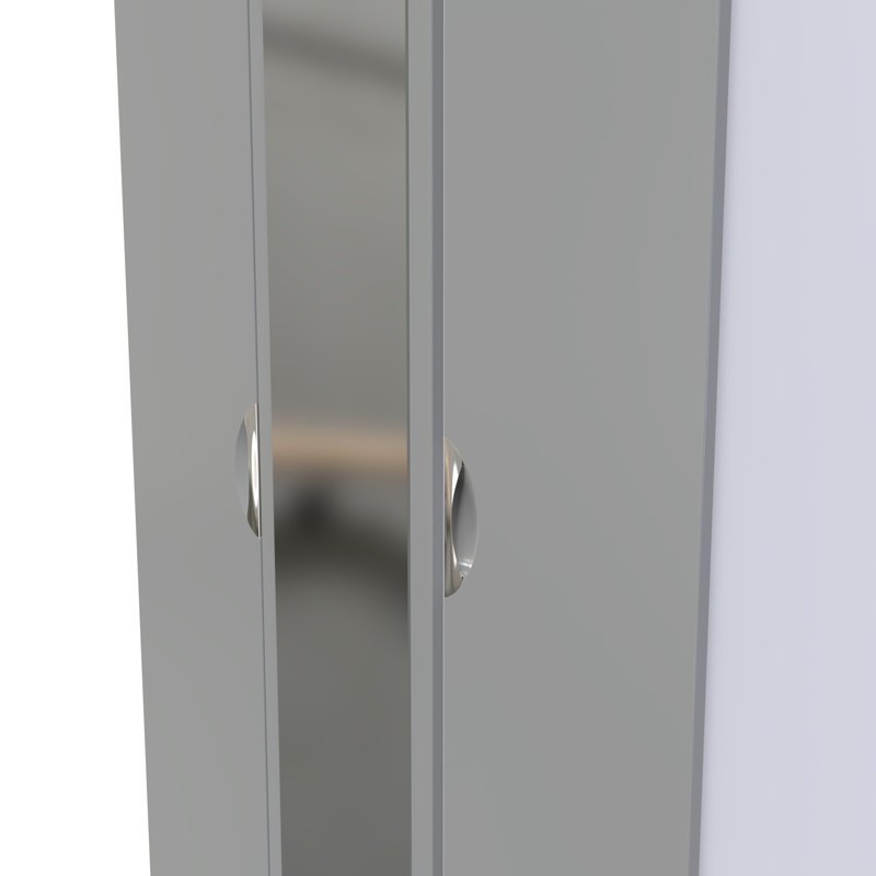 Bhodhini Triple Mirror Wardrobe, Grey/White