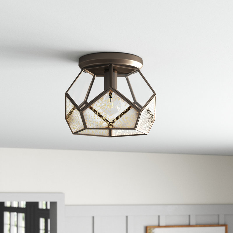 Tiedeman Glass Flush Mount, Antique Bronze, Antique Mirror