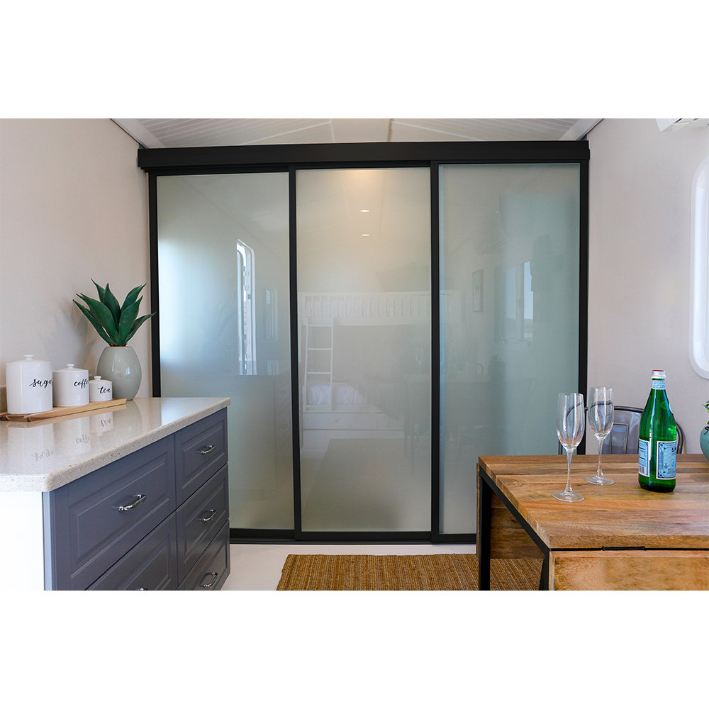 The Sliding Door Company 3 - Panel Frosted Glass Sliding Room Divider |  Wayfair