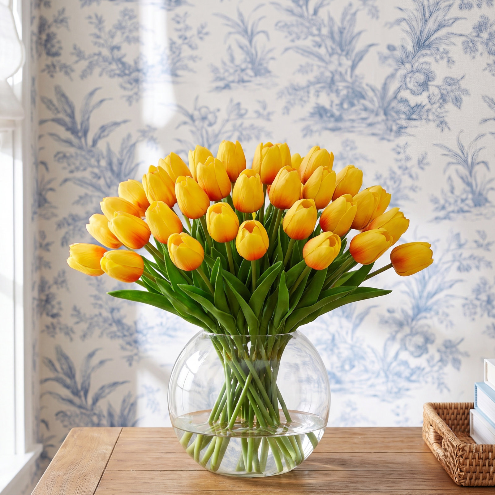 Tulip Floral Arrangement, Orange Ombre Yellow