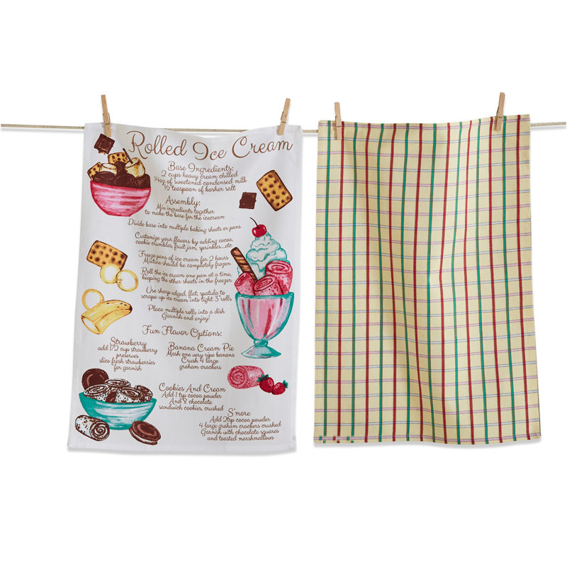 Rolled Ice Cream Dishtowel S/2