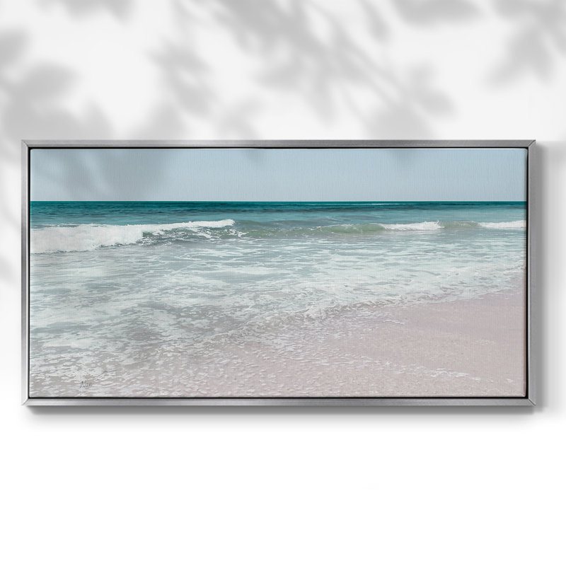Shoreline Pleasure - Toile tendue avec châssis tendue, prête à être accrochée, H 21 po x l 41 po, Argent argent