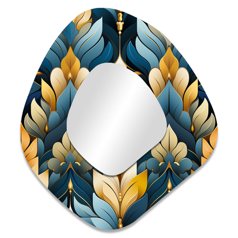 Motif à chevrons or et bleu, 35 po x 31 po
