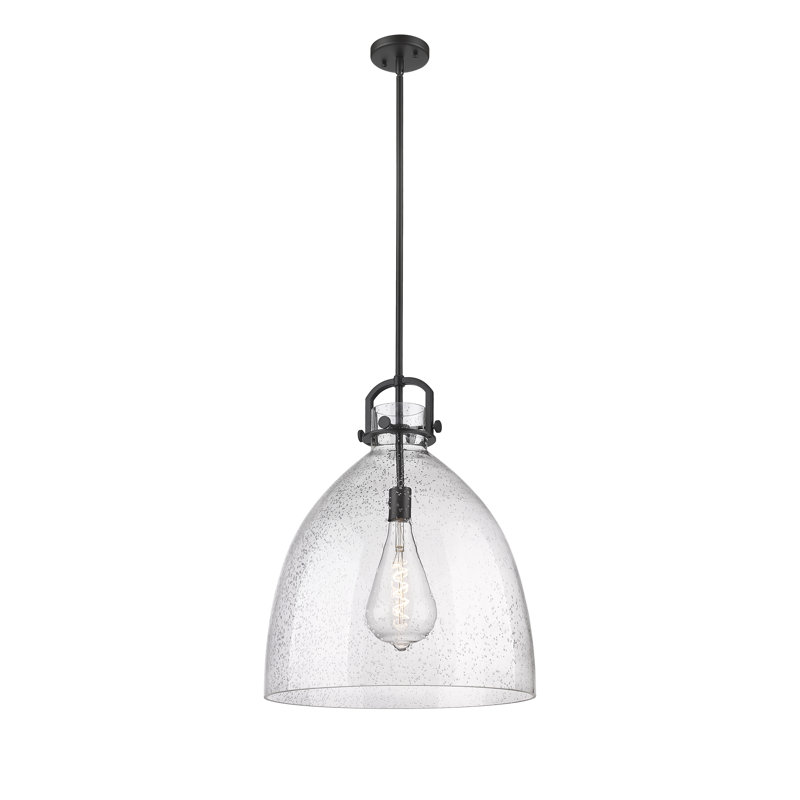 Luminaire suspendu sur tige 1 lumière Wimbush, H 19,75 po x l 18 po x P 18 po, Grainé, Nickel poli