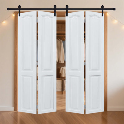CNC Crafted Bi - fold Sliding Door with Hardware Kit, Ideal for Closets, Laundry Areas and Pantries, Offering Practicality and Style