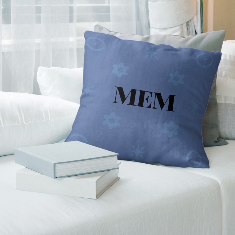 Coussin en coton Memphis, Bleu fumée Memphis / bleu marine, H 16 po x l 16 po