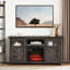 Meuble télé gris avec foyer, l 60,52 po x P 14,99 po, H 31,7 po de style classique, grand meuble de rangement, télécommande de 18 po incluse