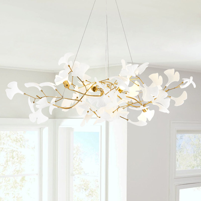 Lustre en céramique Ginkgo, H 21 po x l 39,5 po x P 39,5 po