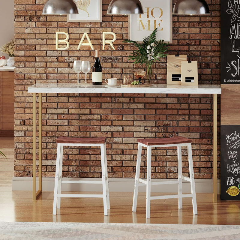 Tabourets de bar, ensemble de 2 chaises de bar, tabourets de selle, comptoir de cuisine avec repose-pieds, tabourets de bar industriels pour la salle à manger, cuisine, comptoir