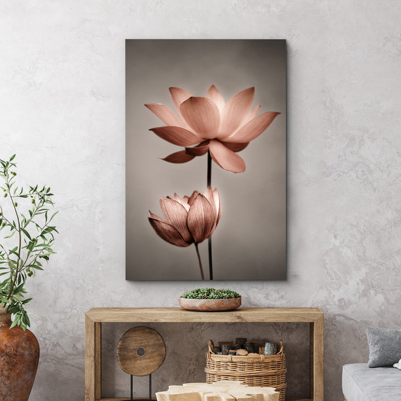 Fleur de lotus, fleur de lotus, minimaliste, décor de salle de bain, grande galerie, impression sur toile tendue, Sans cadre