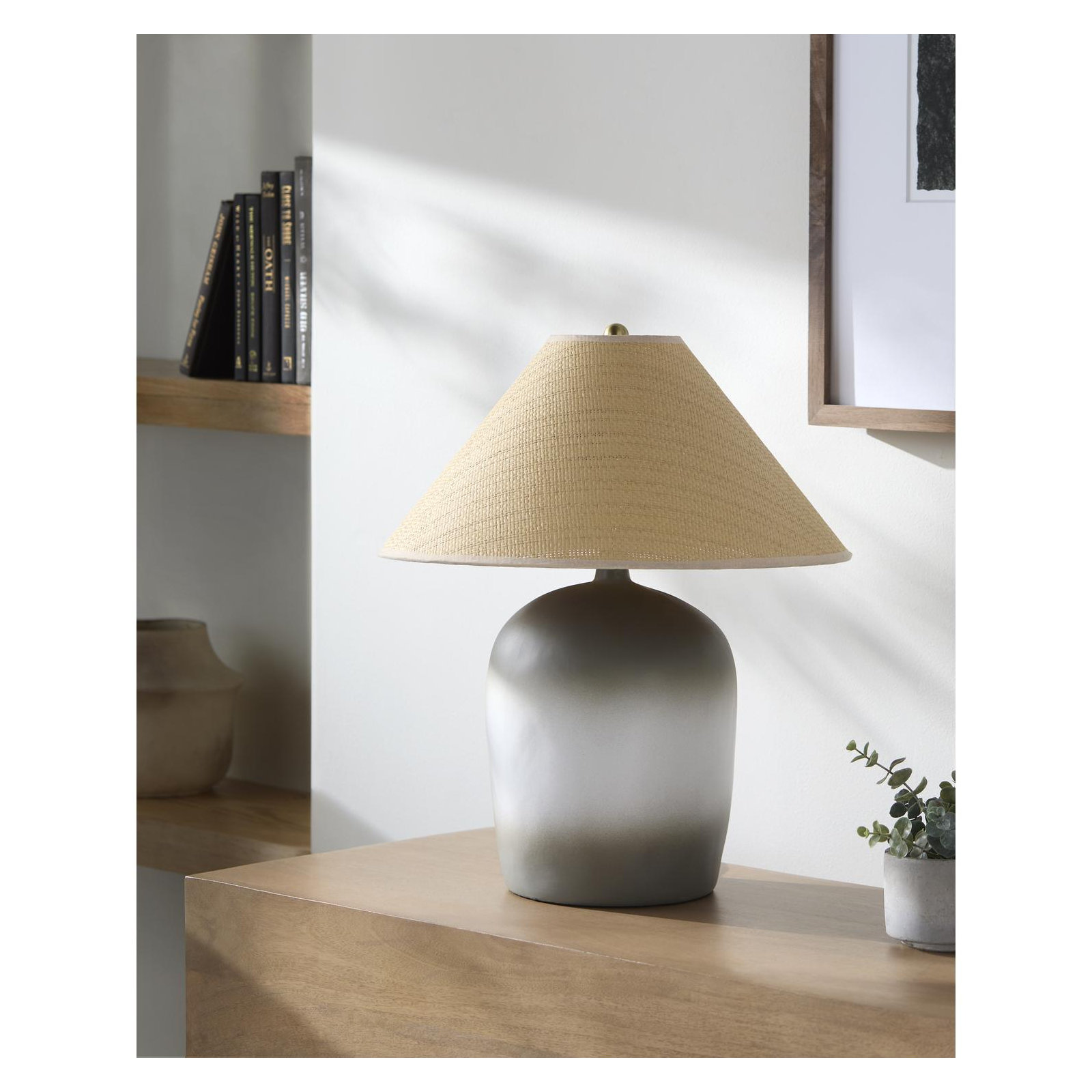 Danica Table Lamp, Gray/White, Rattan Empire