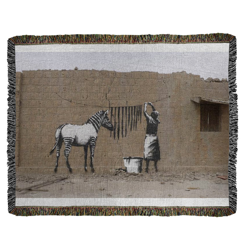 Banksy Graffiti Hand Woven Throw Blanket, 60" W x 80" L