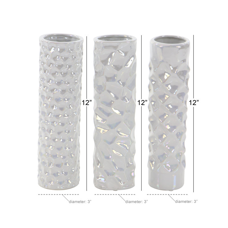 Ceramic Table Vase, Iridescent White