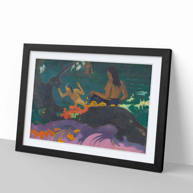 By the Sea by Paul Gauguin - Picture Frame Painting, Black Framed, 36cm H x 48cm W x 2cm D