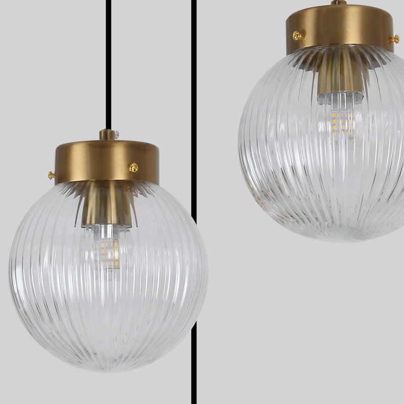 Luminaire suspendu en verre côtelé 5 lumières Modern Modern