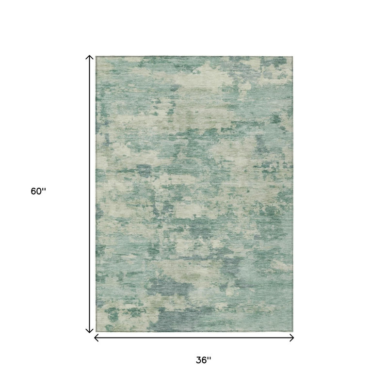 Tapis extérieur lavable abstrait bleu sarcelle 3 pi x 5 pi bleu turquoise et turquoise