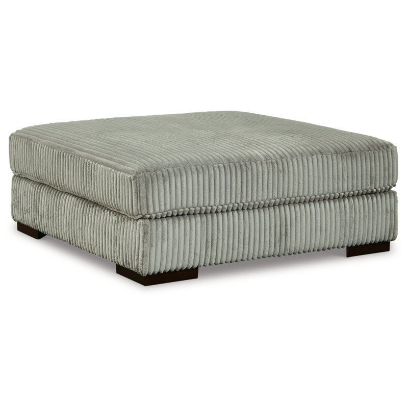 Lindyn 52" Wide Square Cocktail Ottoman, Fog Polyester