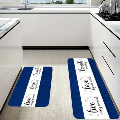 Ensemble de 2 tapis de sol en flanelle « Vivre, aimer, rire »