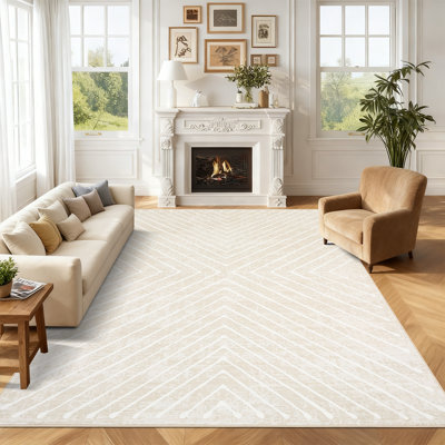 Tapis moderne lavable à rayures avec envers antidérapant pour salon, chambre à coucher, bureau à domicile