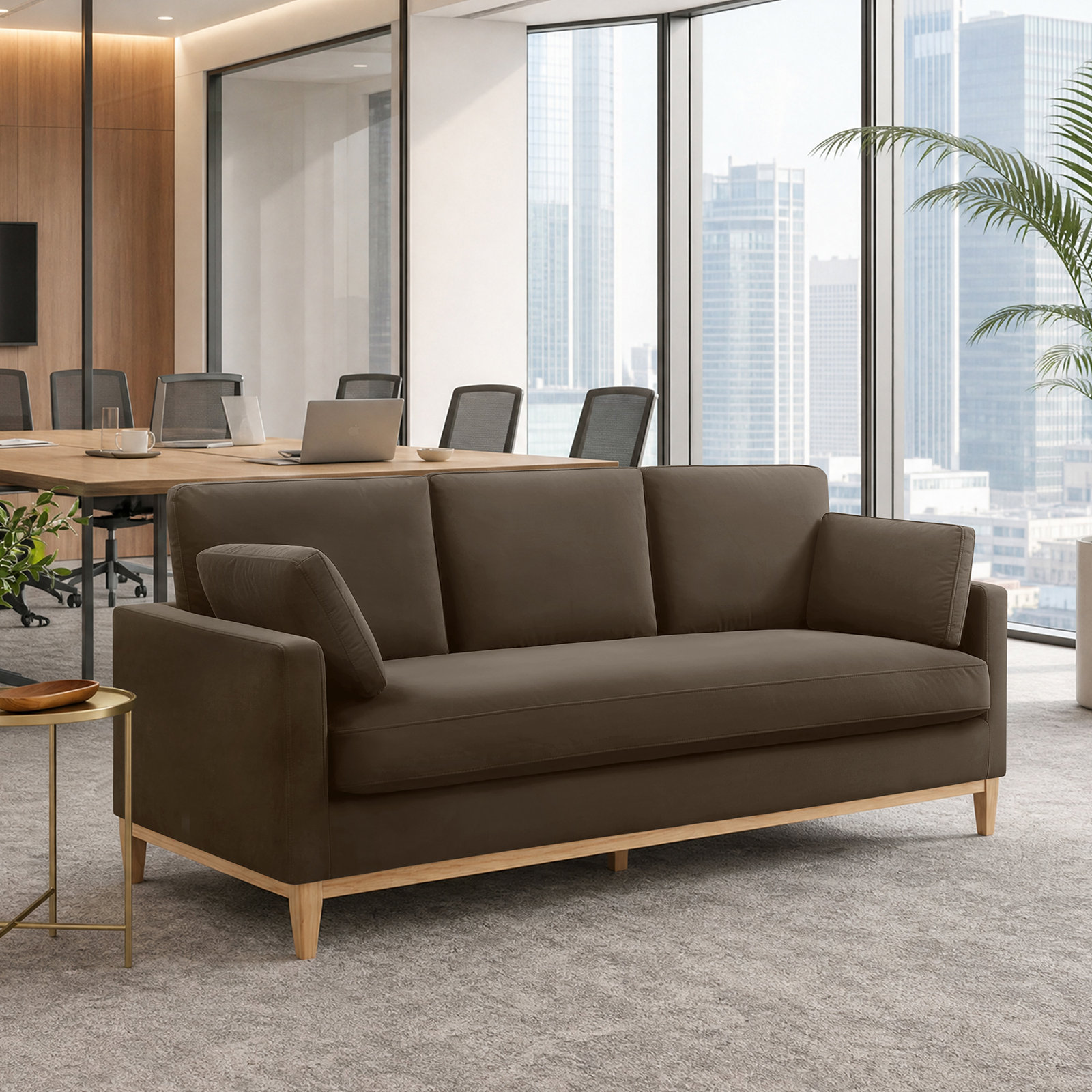 Ombra 84" Velvet Sofa, Espresso