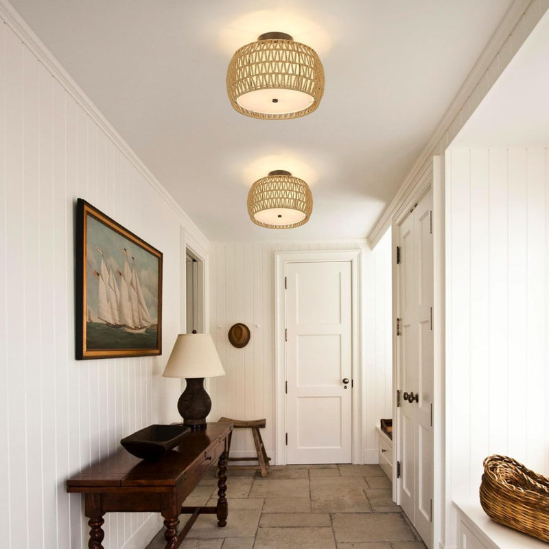 Caryle Rattan Semi Flush Mount