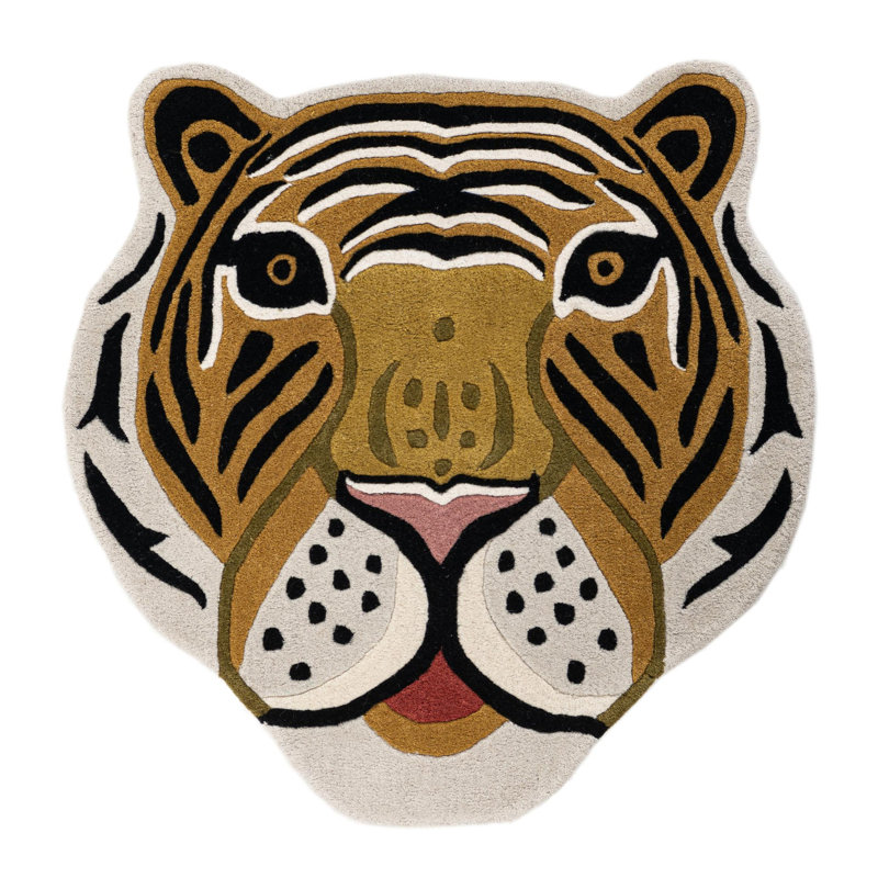 Tapis en laine pour enfants Unique Loom Tiger Playtime, Tigre 3 pi 1 po x 3 pi 1 po