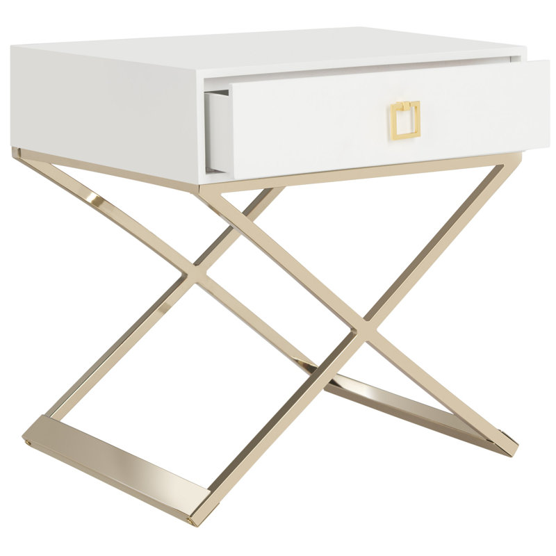 End Table with Storage, White