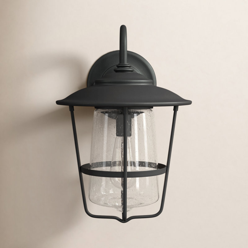 Lanterne murale d'extérieur à 1 ampoule Clarina Dorulet, L 11 po x H 16,25 po x P 12 po, Noir