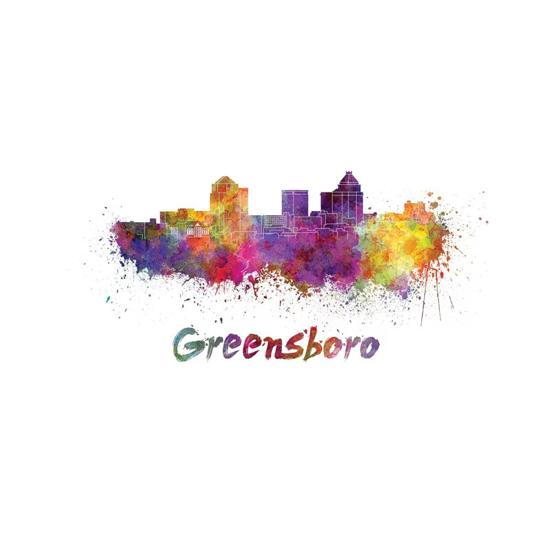 Greensboro Skyline In Watercolour by Paul Rommer - Wrapped Canvas Painting, 101.6 cm H x 66.04 cm W