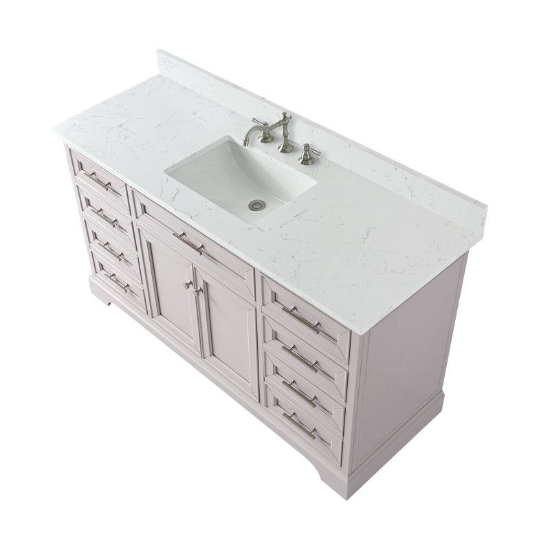 Thompson 60" W Single Bathroom Vanity, Taupe/Brushed Nickel
