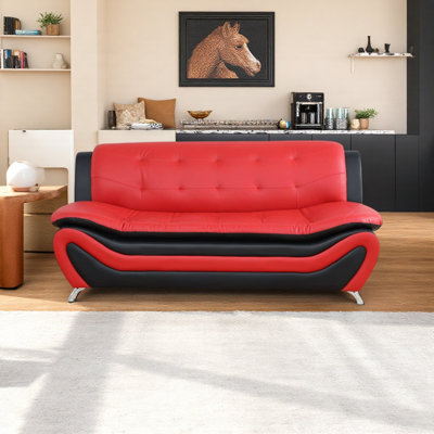 76" Wide 3 Seater Faux Leather Sofa
