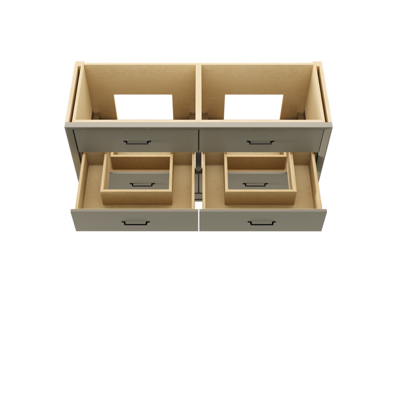 Alexandra Double Drawer Bath Vanity, French Olive, 60", Matte Black