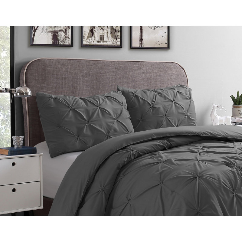 Swift Home Pintuck 3-Piece Microfiber Comforter Set - Solid Colors and Striped Designs - All-Seasonal, Durable, Easy Care