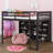 Jimmya Loft Bed with 8 Open Storage Shelves and Built-in Ladder-1494766842-1494766841