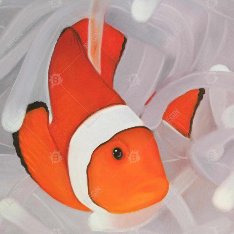 Clownfish under the sea - 16"x16" Outdoors Throw pillow - Spun poly - Print on demand