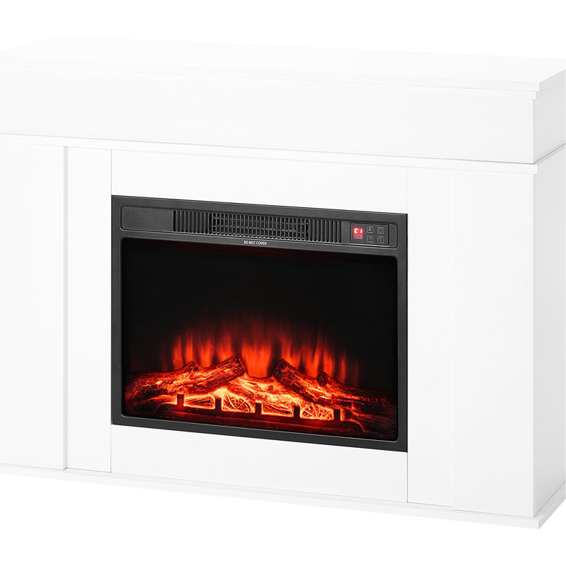 Foyer électrique autoportant blanc de 43 pouces, 1 500 W, 5120 BTU, flammes réglables, protection contre la surchauffe, minuterie, foyer artificiel pour chambre à coucher, utilisation de salon 3D réaliste,