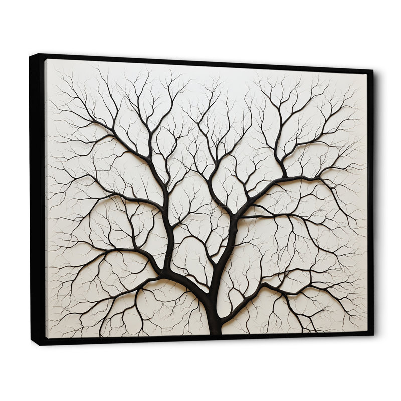 Arbre de minimalisme américain, impression sur toile, Cadre flottant noir, H 12 po x l 20 po x P 1 po