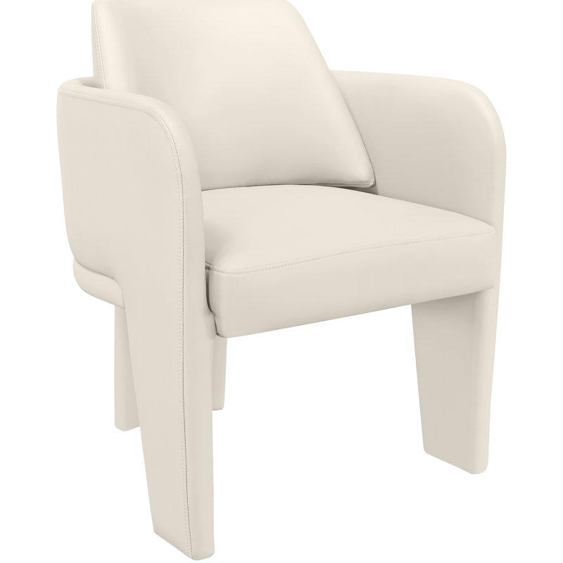 Chaise rembourrée en cuir Vanda Vanda, Cuir crème végétalien