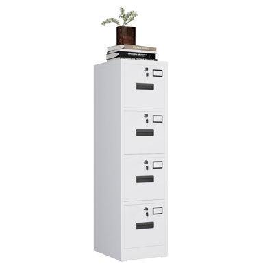 Heavy Duty 4 Drawer Steel File Cabinet Vertical Metal Filing Organizer for A4 Letter Legal Documents with Independent Locks Space Saving Secure Storage for Home Office School